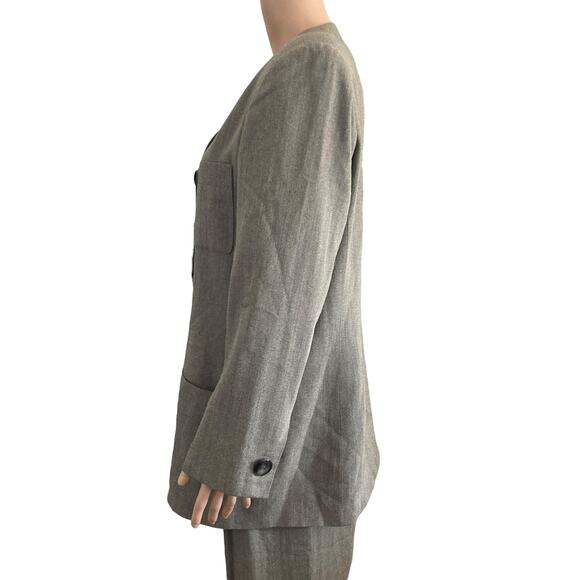 Albert Nipon Pant Suit 2 Piece Womens 16 Wool Blend Gray 5 Button - Picture 9 of 16